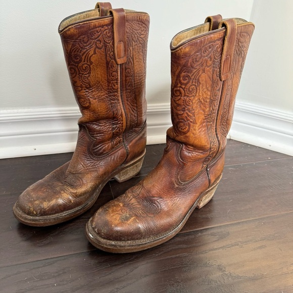 Vintage tooled leather cowgirl western boots 11 - Picture 2 of 8